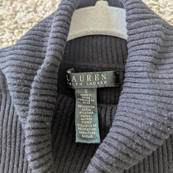 Lauren Ralph Lauren Vintage Turtleneck Striped Ribbed Sweater Speckled Gold - Picture 2 of 9